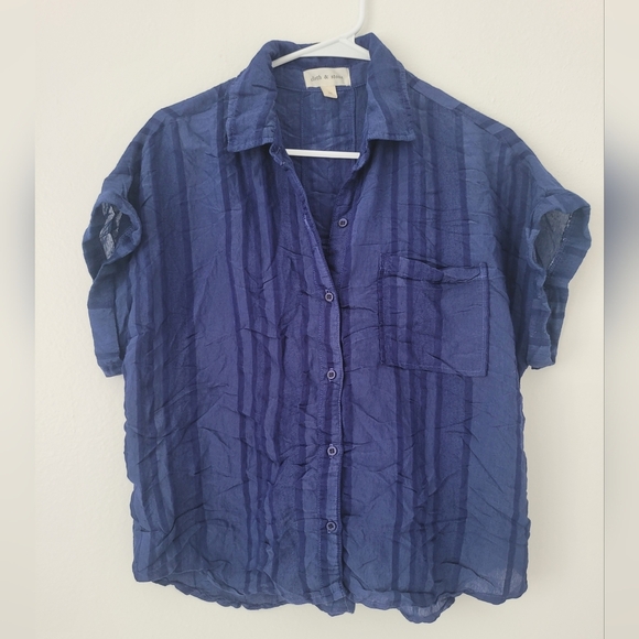 cloth & stone Tops - Cloth & Stone Anthopologie Navy Shirt Size M